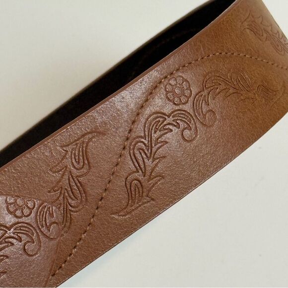 Vintage Y2K Nine & Co Embossed Brown Leather Belt XL - Picture 4 of 10